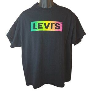 Levis Mens XL Black T-Shirt With Rainbow Logo